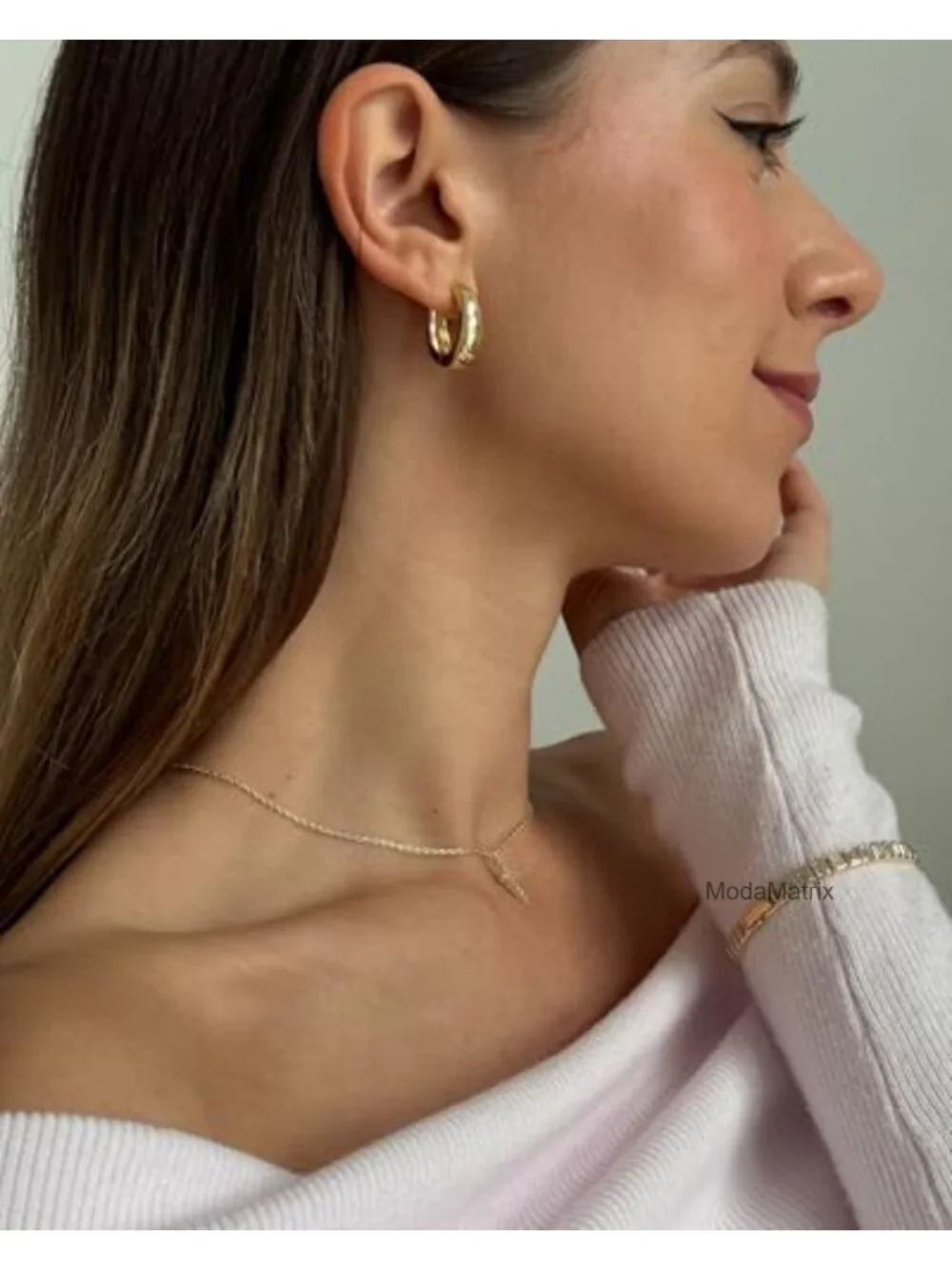 14K Gold Plated 925 Sterling Silver Post Small Chunky Hoops Earrings